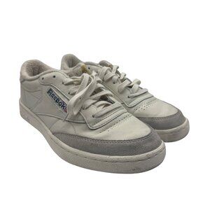 Vintage Reebok Club C 85 Sneakers Mens 8 White & Gray Leather Suede Athletic Sho
